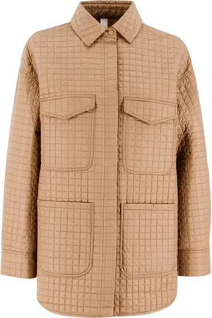 Duno Jakke, Dame, Brun, M, Uld, Quiltet Oversize Jakke med Geometrisk Design