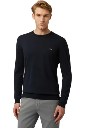 HARMONT&BLAINE Strik, Herre, Blå, L, Bomuld, Bomuld og Cashmere Crewneck Sweater