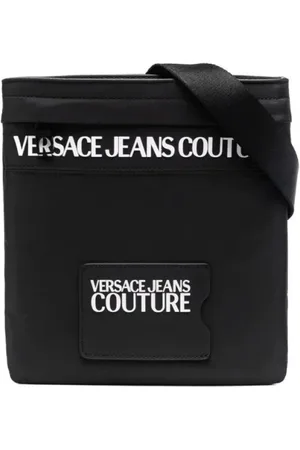 VERSACE Taske, Herre, Sort, ONE SIZE, Uld, Sort Nylon Skuldertaske til Mænd med Lynlåslomme foran