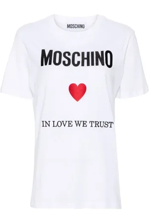 Moschino Top, Dame, Hvid, XS, Bomuld, Hvid Logo Print Top