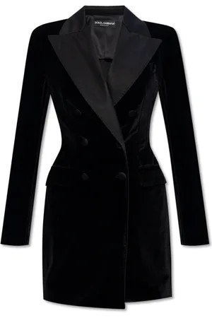 Dolce & Gabbana Jakke, Dame, Sort, M, Satin, ‘Turlington’ dobbeltradet blazer
