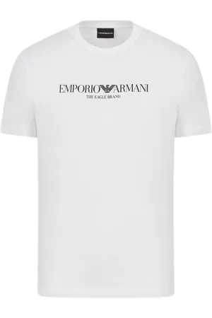 Emporio Armani Top, Herre, Hvid, XL, Bomuld, Aquila Logo T-shirt