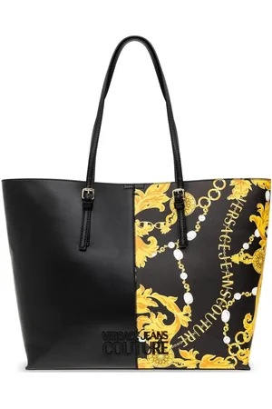 VERSACE Taske, Dame, Sort, ONE SIZE, Barok Print Shopping Taske med Aftagelig Pung