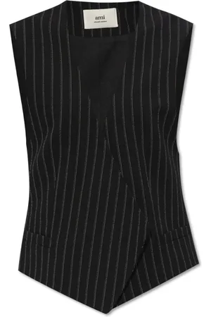 Ami Top, Dame, Sort, XS, Uld, Stribet vest