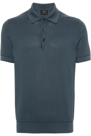 BRIONI Top, Herre, Blå, 3XL, Bomuld, Petroleumblå Piqué Polo Shirt
