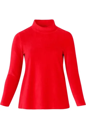 Pont Neuf Bluser & Skjorter, Dame, Rød, L, Bomuld, Velour Langærmet Bluse - Abiir Model