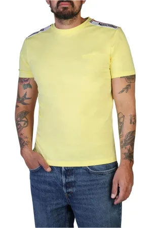 Moschino Top, Herre, Gul, M, Bomuld, Klisk Logo Rund Hals T-Shirt