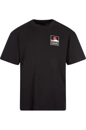 Edwin Top, Herre, Sort, S, Bomuld, Sunset On Mt Fuji Grafisk T-shirt