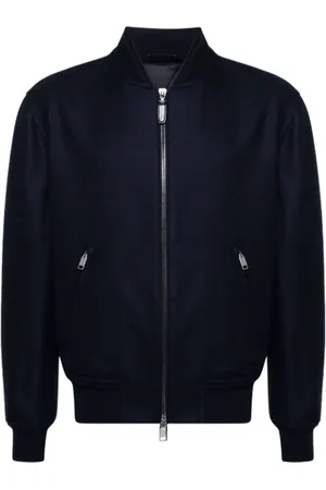 BRIONI Jakke, Herre, Blå, M, Uld, Marineblå Twill Bomberjakke