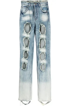 RUI Jeans, Dame, Blå, M, Bomuld, Slidte straight-leg jeans