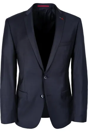 Roy Robson Jakke, Herre, Blå, XL, Uld, Slim Fit Stretch Jakke i Blå
