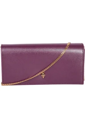 Alexander McQueen Tilbehør, Dame, Rød, ONE SIZE, Uld, Bordeaux Pung med Skull Charme