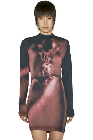 Eytys Kjole, Dame, Flerfarvet, S, Polyester, Grafisk Motiv Plisseret Mini Kjole