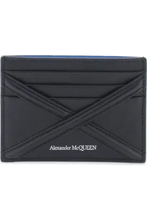 Alexander McQueen Tilbehør, Herre, Sort, ONE SIZE, Læder, Læderkortholder med harniskdetaljer og logo print