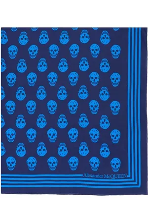 Alexander McQueen Tilbehør, Dame, Blå, ONE SIZE, Silketørklæde med kranieprint
