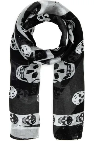 Alexander McQueen Tilbehør, Dame, Sort, ONE SIZE, Uld, Printet silketørklæde