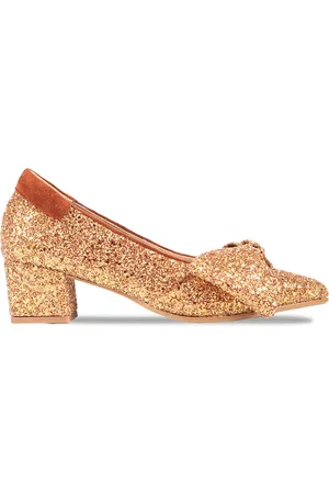 ANGULUS Sko, Dame, Flerfarvet, 37 EU, Læder, Glitter Bow Pumps - Mandarin Glitter / Terracotta