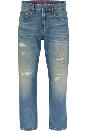 HUGO BOSS Jeans, Herre, Blå, W34, Bomuld, Vintage Wash Cropped Jeans