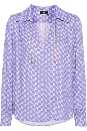Elisabetta Franchi Bluser & Skjorter, Dame, Lilla, M, Uld, Stilfuld Skjorte