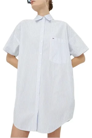 Tommy Hilfiger Kjole, Dame, Blå, XS, Stribet skjortekjole