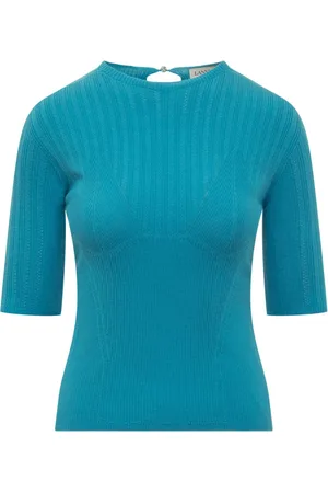 Lanvin Bluser & Skjorter, Dame, Blå, S, Uld, Kortærmet Top