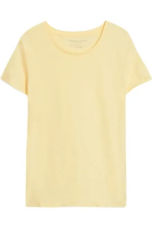 Majestic Top, Dame, Gul, M, Kortærmet Rund Hals Top - Gul