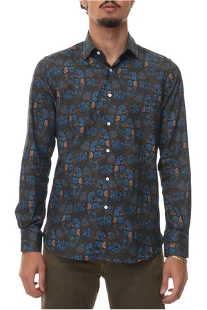 Carrel Skjorte, Herre, Grøn, XL, Bomuld, Blomsterfantasi Dress Neck Skjorte