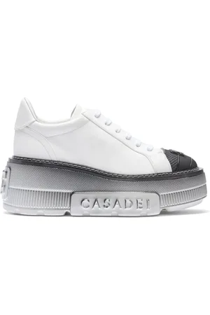 Casadei Sko, Dame, Hvid, 37 1/2 EU, Læder, Nexus Toe Cap Sneakers