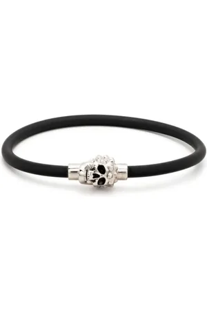 Alexander McQueen Tilbehør, Herre, Sort, M, Sort Skull Charm Cord Armbånd