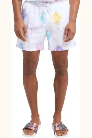 Carlo Colucci Badetøj, Herre, Hvid, S, Polyester, Logo Print Badeshorts til Mænd