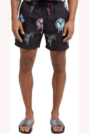 Carlo Colucci Badetøj, Herre, Sort, S, Polyester, Logo Print Badeshorts til Mænd i Sort