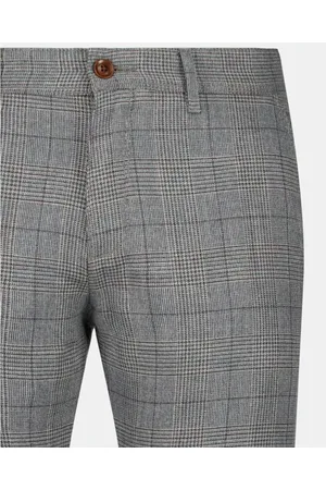 Roy Robson Bukser, Herre, Grå, XL, Bomuld, Slim Fit Ternet Casual Bukser