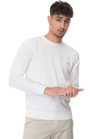HARMONT&BLAINE Strik, Herre, Hvid, 2XL, Bomuld, Logo Pullover, Regular Fit, Bomuld-Kashmir Blanding
