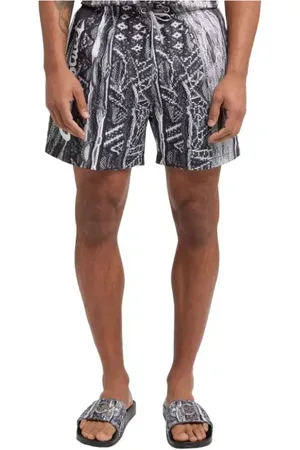 Carlo Colucci Badetøj, Herre, Grå, S, Uld, Herre Badeshorts med Logo Print