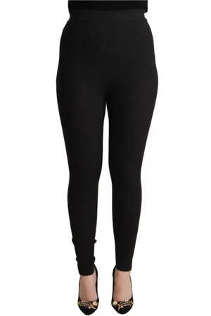 Dolce & Gabbana Bukser, Dame, Sort, XS, Uld, Sorte Højtaljede Strækbukser