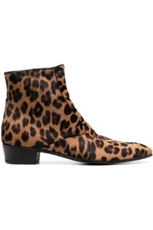 LIDFORT Sko, Herre, Brun, 41 EU, Uld, Leopard Ruskind Ankelstøvler