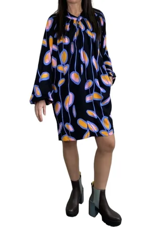 Diane von Furstenberg Kjole, Dame, Flerfarvet, M, Printet Midi Kjole med Pufærme