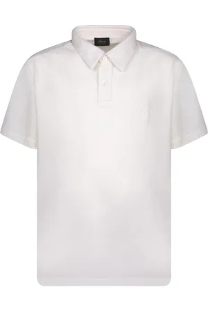 BRIONI Top, Herre, Hvid, L, Uld, Broderet Logo Polo Shirt