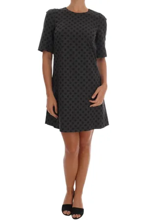 Dolce & Gabbana Kjole, Dame, Grå, 2XS, Uld, Grå Polkaprikket Uld Stretch Kjole