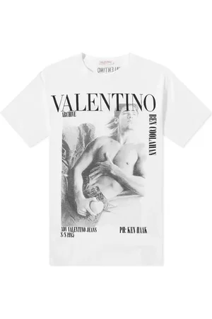 VALENTINO Top, Herre, Hvid, M, Bomuld, Hvid Bomuld T-Shirt med Logo Print