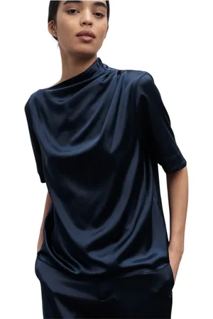 Ahlvar Gallery Top, Dame, Blå, L, Satin, Lima silkesatin t-shirt
