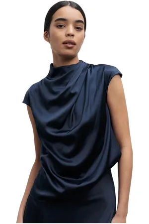 Ahlvar Gallery Top, Dame, Blå, XS, Satin, Lima silkesatin top