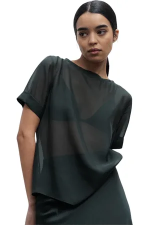 Ahlvar Gallery Bluser & Skjorter, Dame, Grøn, XS, Chiffon, Lola gennemsigtig silke tee