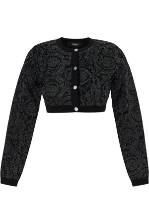 VERSACE Strik, Dame, Sort, M, Uld, Viskose Cropped Cardigan