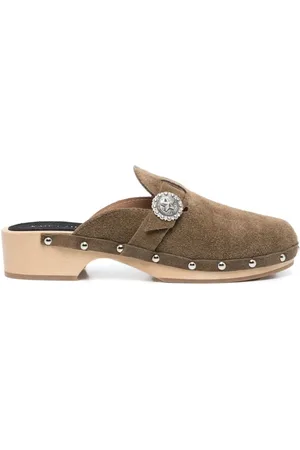KATE CATE Sko, Dame, Grøn, 39 EU, Læder, Stud-Embellished Ruskindsklumper