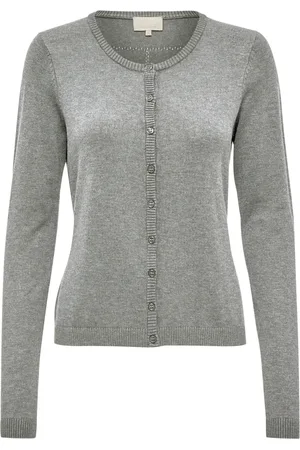 Minus Strik, Dame, Grå, L, Uld, - New Laura Knit Cardigan, Mi1358 - Light Grey Melange