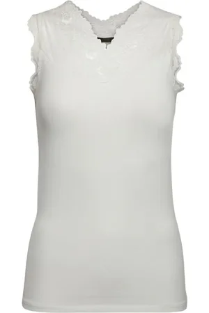 Minus Top, Dame, Hvid, M, Uld, Blonde Detalje Ærmeløs Top - Råhvid