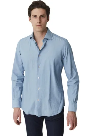 MAZZARELLI Skjorte, Herre, Blå, 3XL, Uld, Casual Bluser