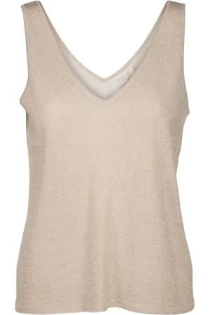 Minus Top, Dame, , XL, Tyl, - Carli Knit Top, Mi2965 - Medal Gold Metallic