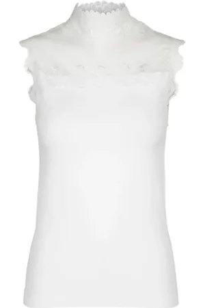 Minus Top, Dame, Hvid, L, High Neck Blonde Top - Råhvid